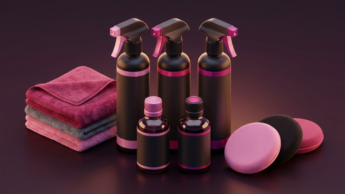 Kit de productos de detailing de marcas premium